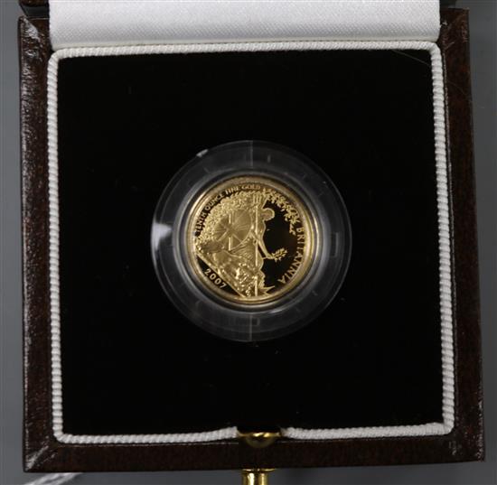 One Britannia 1/10 oz gold proof coins, 2007 cased.